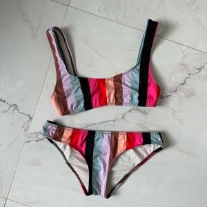 Solid and striped bikini